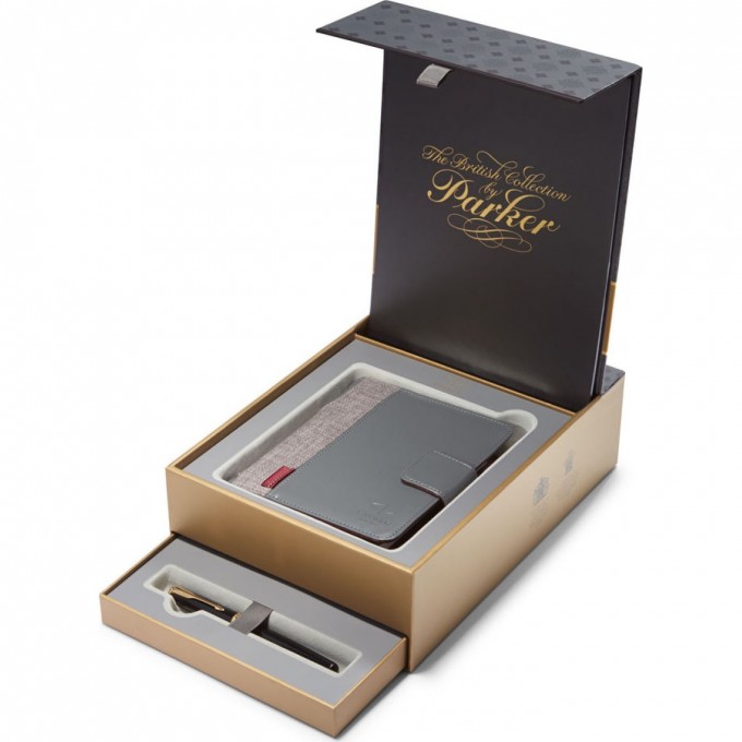 Подарочный набор PARKER: Перьевая ручка PARKER SONNET LAQUE BLACK GT c блокнотом и органайзером 1978407 Подарочный набор PARKER: Перьевая ручка PARKER SONNET LAQUE BLACK GT c блокнотом и органайзером 1978407